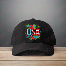 4th of July USA Floral Embroidery Design