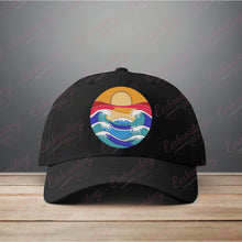Sunset Ocean Circle Embroidery Design