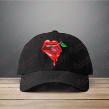 Woman Lips With Cherry Embroidery Design