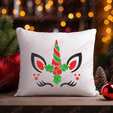 Christmas Unicorn Face Embroidery Design