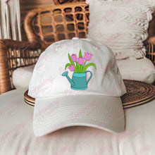 Tulips In Watering Can Embroidery Design