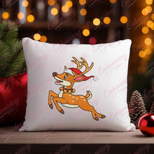 Christmas Reindeer In Santa Hat Embroidery Design