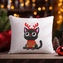 Black Cat Christmas Cheer Embroidery Design