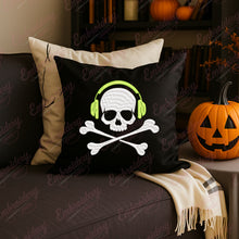 Halloween Skull With Headphone Embroidery Design