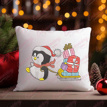Penguin's Christmas Sleigh Ride Embroidery Design