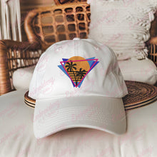 Retro 80s Style Synthwave Neon Sunset Embroidery Design
