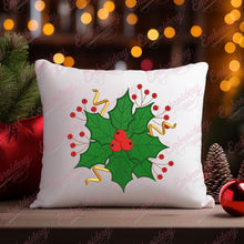 Christmas Holly With Red Berries Embroidery Design