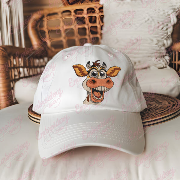 Cow Surprised Look Face Embroidery Design