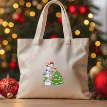 Snowmen Decorating Christmas Tree Embroidery Design