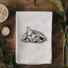 Curious Cat Peeking Embroidery Design