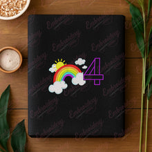 Rainbow Birthday Number 4 Embroidery Design
