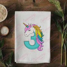 Unicorn Number 3rd Birthday Embroidery Design
