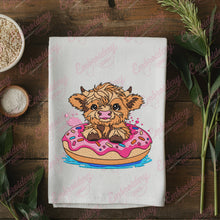 Highland Cow Donut Embroidery Design