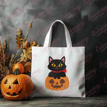 Cat and Pumpkin Halloween Embroidery Design