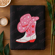Pink Star Cowgirl Boots Embroidery Design