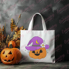 Halloween Pumpkin Girl With Witch Hat Embroidery Design