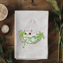 White Cat In The Plant Pot Embroidery Design