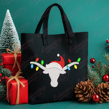 White Longhorn With Christmas Lights Embroidery Design