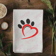 Beautiful Heart Paw Embroidery Design