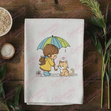 Cute Girl With Cats Embroidery Design