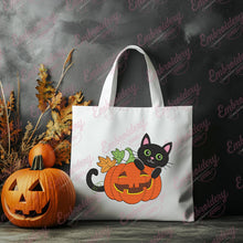Halloween Kitty Cat And Funny Pumpkins Embroidery Design