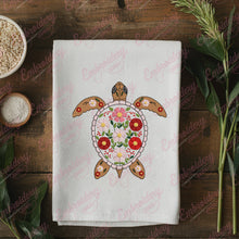 Colorful Botanical Turtle Embroidery Design