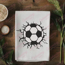 Soccer Ball Coming in Cracked Wall Embroidery Design