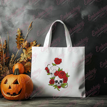 Skull and Roses Halloween Embroidery Design