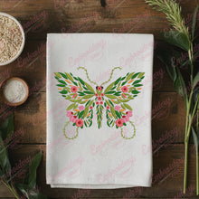 Tropical Leaves And Flowers Butterfly Embroidery Design
