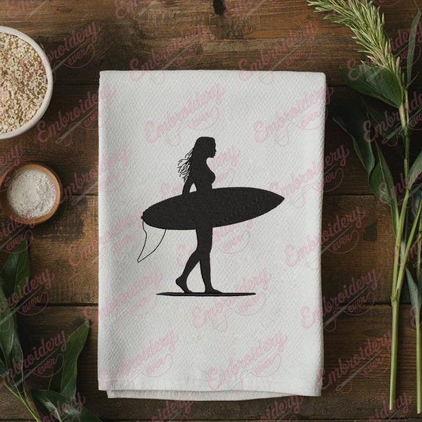 Surfer Girl Embroidery Design
