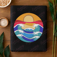 Sunset Ocean Circle Embroidery Design