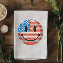 4th of July American Flag Smiley Face Embroidery Design