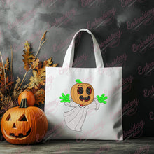 Halloween Ghost With Pumpkin Head Embroidery Design