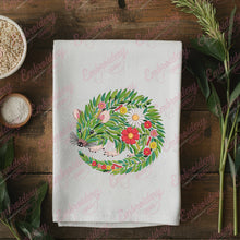 Colorful Botanical Opossum Embroidery Design