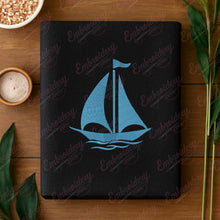 Blue Sailing Boat Embroidery Design