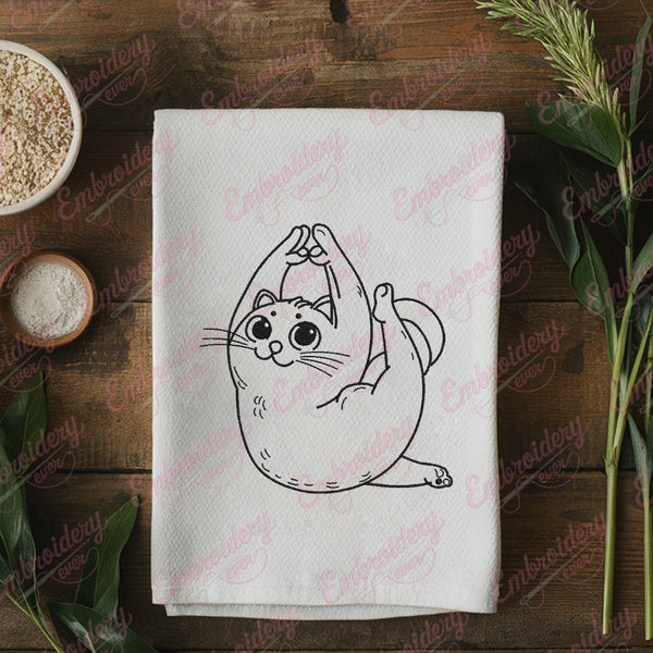 Yoga Cat Embroidery Design