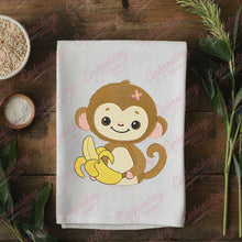Monkey With Banana Embroidery Design