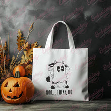 Moo I Mean Boo Halloween Ghost Cow Embroidery Design