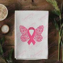 Breast Cancer Ribbon With Butterfly Wings Embroidery Design