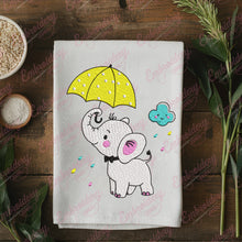 Cute Elephant With Umbrella Embroidery Design
