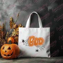 Halloween Boo With Spider Embroidery Design