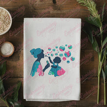 Mother Daughter Blowing Bubbles Embroidery Design