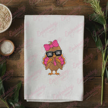 Thanksgiving Gobble Girl Bow Turkey Embroidery Design