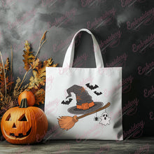 Halloween Witch Hat Broom Embroidery Design