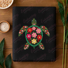 Colorful Botanical See Turtle Embroidery Design