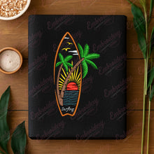 Palm Tree Surfboard Embroidery Design