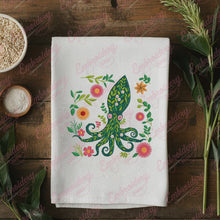Floral Squid Fish Embroidery Design