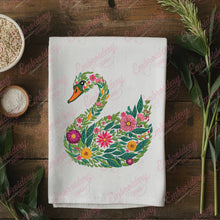 Beautiful Floral Swan Embroidery Design