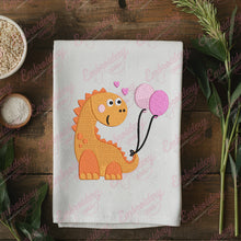 Dinosaur With Balloons Embroidery Design