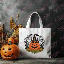Halloween Pumpkin Haunted Castle Embroidery Design